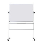 Bi - office tableau blanc �maill� mobile revolver - double face magn�tique - l. 150 x h. 120 cm
