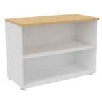 Biblioth�que basse sans porte l. 100 x p. 48 x h. 72 cm - corps blanc - top h�tre