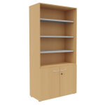 Biblioth�que haute 2 portes basses l. 100 x p. 48 x h. 203 cm - h�tre