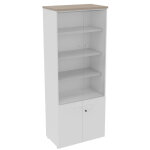 Bibliothèque haute 4 portes dont 2 vitrées l. 80 x p. 48 x h. 201 cm - corps blanc - top argile Bibliothèque haute 4 portes dont 2 vitrées l. 80 x p. 48 x h. 201 cm - corps blanc - top argile