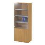 Bibliothèque haute 4 portes dont 2 vitrées l. 80 x p. 48 x h. 201 cm - hêtre Bibliothèque haute 4 portes dont 2 vitrées l. 80 x p. 48 x h. 201 cm - hêtre