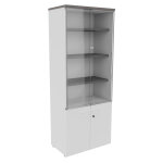 Bibliothque haute nf environnement portes basses et vitrine h. 203 cm x l. 80 cm blanche - top cdre ...