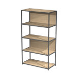 Bibliothque modulable cassandra l. 90 x h. 161 cm - chne et anthracite