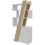 Biblioth�que porte � droite rh�a l. 90 x p. 40 x h 190 cm - structure ch�ne - porte blanche