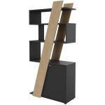 Biblioth�que porte � droite rh�a l. 90 x p. 40 x h 190 cm - structure ch�ne - porte carbone