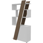 Bibliothque porte  droite rha l. 90 x p. 40 x h 190 cm - structure noyer - porte blanche