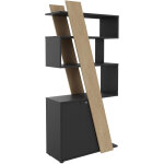 Biblioth�que porte � gauche rh�a l. 90 x p. 40 x h 190 cm - structure ch�ne - porte carbone