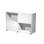 Bibliothque svenja 4 cases avec 2 portes coulissantes - l. 120 x h. 79 cm - blanc
