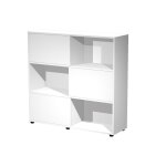 Bibliothque svenja 6 cases avec 3 portes coulissantes - l. 120 x h. 116, 2 cm - blanc