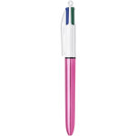Bic 4 couleurs shine stylo bille rétractable pointe moyenne 1 mm - corps rose métal Bic 4 couleurs shine stylo bille rétractable pointe moyenne 1 mm - corps rose métal
