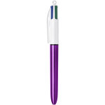 Bic 4 couleurs shine stylo bille rtractable pointe moyenne 1 mm - corps violet mtal
