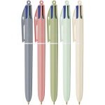 Bic 4 couleurs stylo bille r�tractable pointe moyenne 1 mm - corps min�ral - etui de 5