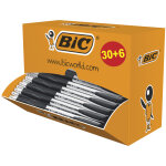 Bic atlantis classic stylo bille r�tractable avec grip - pointe moyenne 1 mm - noir - bo�te de 30 + 6 ...