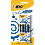 Bic cartouches d'encre courtes standard pour stylos - plume - bleu effaable, blister de 24