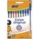 Bic cristal original stylo bille  capuchon - pointe moyenne 1 mm - 4 couleurs assorties - pochette de ...