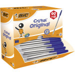 Bic cristal original stylo bille  capuchon - pointe moyenne 1 mm - bleu - pack promo 90 + 10 offerts ...