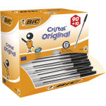Bic cristal original stylo bille  capuchon - pointe moyenne 1 mm - noir - pack promo 90 + 10 offerts ...