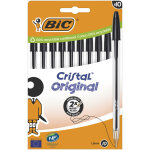 Bic cristal original stylo bille  capuchon - pointe moyenne 1 mm - noir - pochette de 10