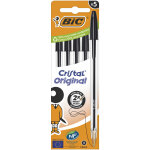 Bic cristal original stylo bille  capuchon - pointe moyenne 1 mm - noir - pochette de 5