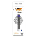 Bic cristal re'new recharges pour stylo - bille pointe moyenne (1, 0 mm) - bleu, etui carton de 3