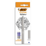 Bic cristal re'new stylo - bille pointe moyenne corps argenté + cartouches d'encre rechargeables bleu ... Bic cristal re'new stylo - bille pointe moyenne corps argenté + cartouches d'encre rechargeables bleu ...