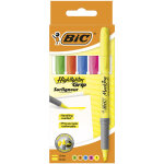 Bic highlighter grip pointe biseaut�e - �tui carton de 5 couleurs fluo assorties