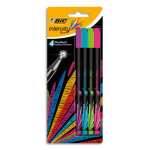 Bic intensity stylo feutre d'criture pointe fine et corps noir verni - couleurs assorties pastel x4