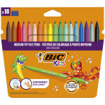 Bic kids couleur feutres de coloriage pointe moyenne - pochette de 18 couleurs assorties