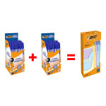 Bic pack 100 cristal original stylo bille bleu + 12 bic 4 couleurs r�tractables corps pastel