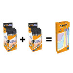 Bic pack 100 cristal original stylo bille noir + 12 bic 4 couleurs r�tractables corps pastel