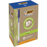 Bic round stic ecolutions stylo bille recycl pointe moyenne - bleu