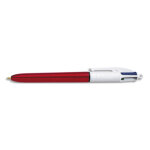 Bic stylo bille 4 couleurs rétractables shine. pointe moyenne (1, 0 mm) - corps métallisé rouge Bic stylo bille 4 couleurs rétractables shine. pointe moyenne (1, 0 mm) - corps métallisé rouge