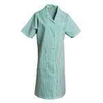 Blouse professionnelle femme vert et blanc en polycoton, manches courtes, taille 56 / 58