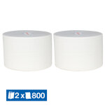 Bobine d'essuyage blanche 1er prix 800 formats, lot de 2