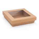 Boîte en carton carrée 150cl couvercle à fenêtre kraft brun - lot de 40 Boîte en carton carrée 150cl couvercle à fenêtre kraft brun - lot de 40