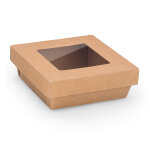 Boîte en carton carrée 75cl couvercle à fenêtre kraft brun - lot de 50 Boîte en carton carrée 75cl couvercle à fenêtre kraft brun - lot de 50