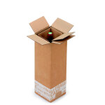 Bote d'expdition pour 1 bouteille 75 cl en carton double cannelure brun - l. int. 12 x l. 12 x h. 38, ...