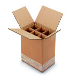 Bote d'expdition pour 6 bouteilles 75 cl en carton double cannelure brun - l. int. 32 x l. 22 x h. ...