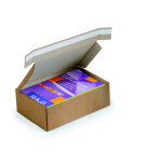 Bo�te avec fermeture adh�sive en carton simple cannelure brun - l. 31 x l. 22 x h. 15 cm - lot de 20