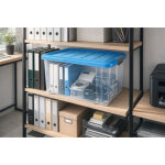 Bo�te de rangement, couvercle, roulettes, 55 l