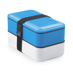 Boîte repas 2 étages en plastique - 120 cl - blanc et bleu Boîte repas 2 étages en plastique - 120 cl - blanc et bleu
