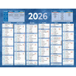 Bouchut calendrier mural annuel (6 mois / face) - bleu - 17, 5 x 13, 5 cm - 2026