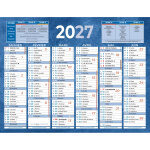 Bouchut calendrier mural annuel (6 mois / face) - bleu - 17, 5 x 13, 5 cm - 2027