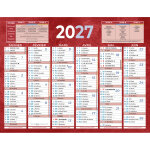Bouchut calendrier mural annuel (6 mois / face) - rouge - 13, 5 x 17, 5 cm - 2027