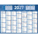 Bouchut calendrier mural annuel (7 mois / face) - bleu - 32 x 42 cm - 2027