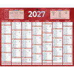 Bouchut calendrier mural annuel (7 mois / face) - rouge - 21 x 26, 5 cm - 2027