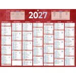 Bouchut calendrier mural annuel (7 mois / face) - rouge - 32 x 42 cm - 2027