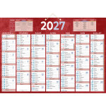 Bouchut calendrier mural annuel (7 mois / face) - rouge - 38, 5 x 54 cm - 2026