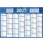 Bouchut calendrier mural annuel bleu (7 mois / face) - 38, 5 x 54 cm - 2026