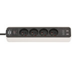 Multiprise ecolor brennenstuhl, 4 prises courant, 2 prises usb, coloris noir et blanc